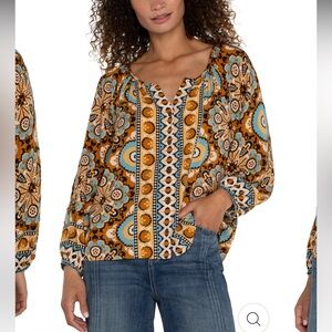 Liverpool Petite XL Bohemian Print Women's Top NWT